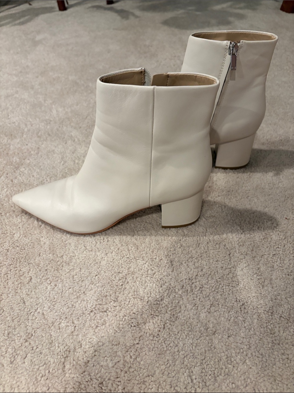 Marc Fisher White Pointed Toe Ankle Booties